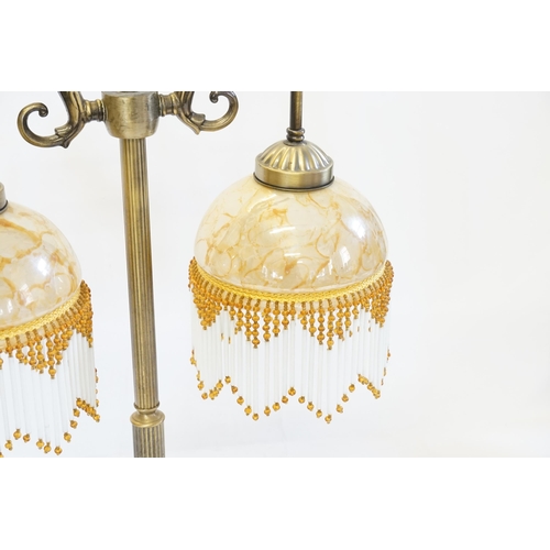 694 - A Reproduction Brass effect Table Lamp with Twin Shades.