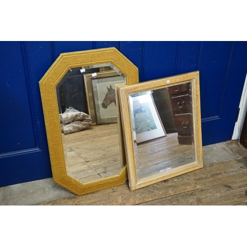 473 - A Velour covered Wall Mirror & a Gilt Framed Mirror.