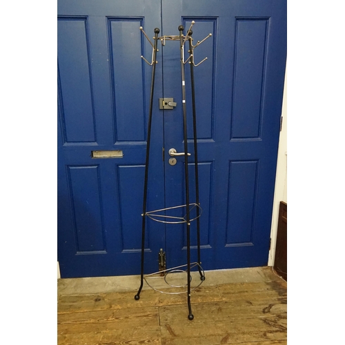 686 - A 1950s Black & Chrome Umbrella Stand with Golf Ball Tops & Nut Decoration. Measuring: 172cms high x... 