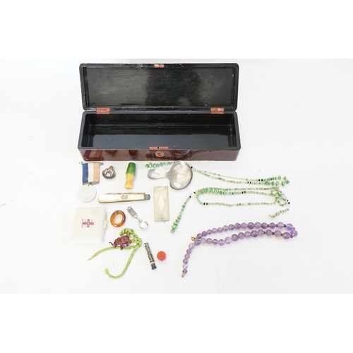 101 - An Amethyst Bead Necklace, a Silver Fruit Knife, 1919 Peace Medal, etc.