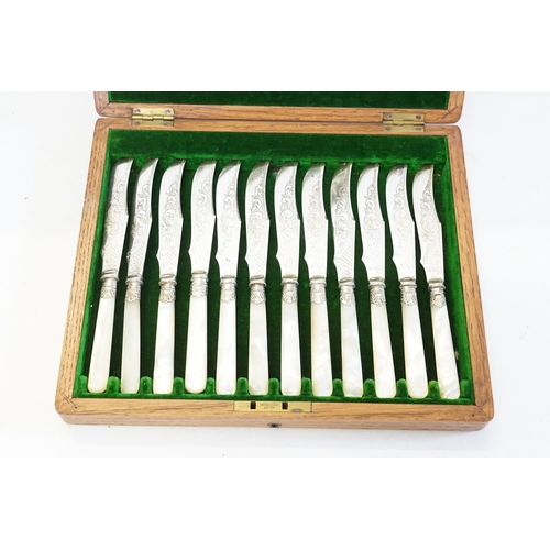 47 - A Set of 12 of Each Silver Plated & Mother of Pearl Handled Fish Knives & Forks in Original Case.