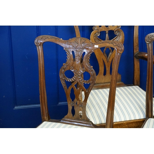 418 - An Antique Irish Chippendale design Carved Double Harp Back Dining Room Chair with carved scroll ove... 