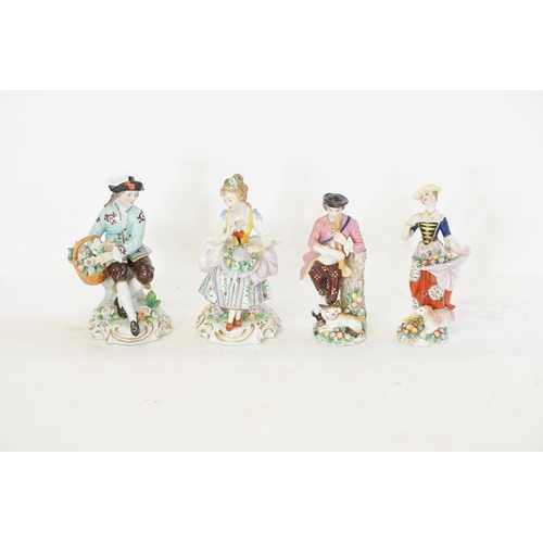 676 - A Collection of Four Porcelain Figurines to include Chelsea Gold Anchor, Sitzendorf, etc.