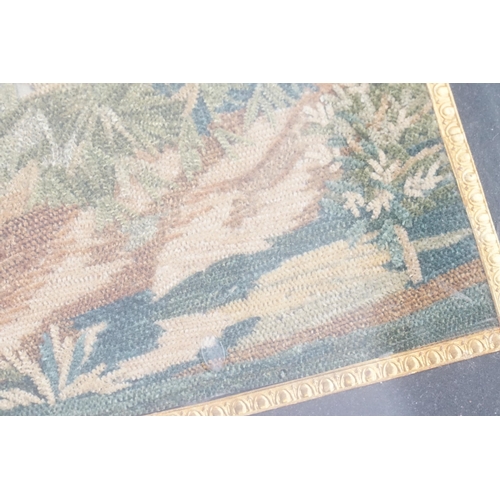 490 - A Rare Georgian period Needlework in Crewel & Cross Stitch depicting a Bath House/Pavilion with buil... 