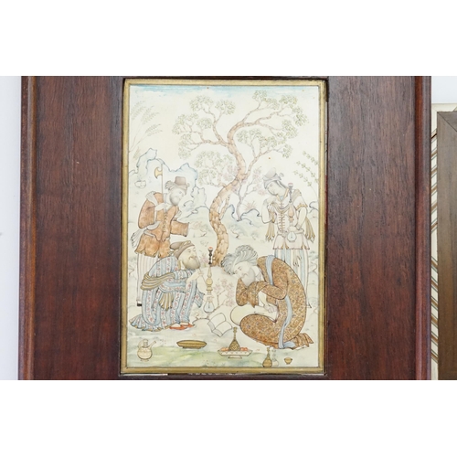 532 - An Indian Finely Painted Panel depicting a Gentleman reading a scribe to the lefthand side & men smo... 