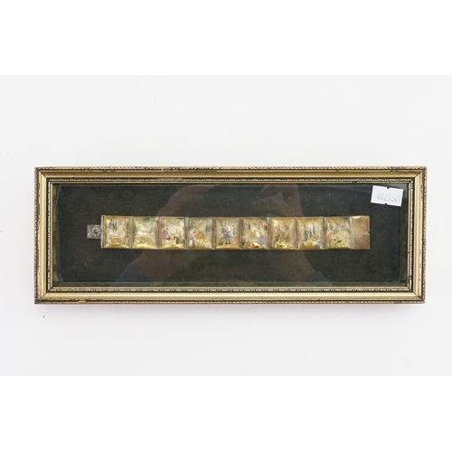 536 - A Silver & Mother of Pearl design Bracelet with painted decoration contained in a case.