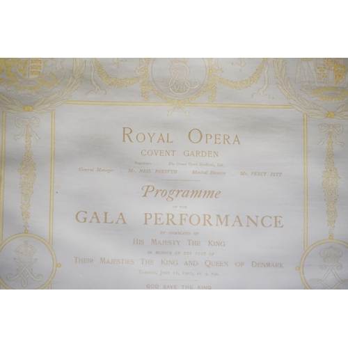 486 - A 1907 Gala Performance at the Royal Opera House, Covent Garden conducted by Hans Ricter Silk Progra... 