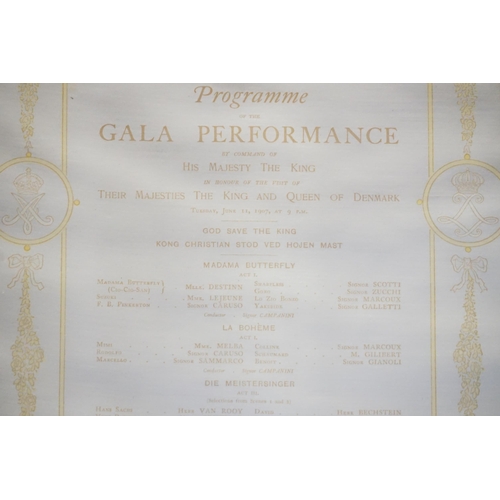 486 - A 1907 Gala Performance at the Royal Opera House, Covent Garden conducted by Hans Ricter Silk Progra... 