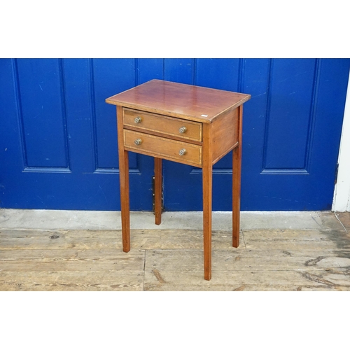 462 - An Edwardian Mahogany Line inlaid & Cross Banded Reading Table fitted with two drawers & standing on... 