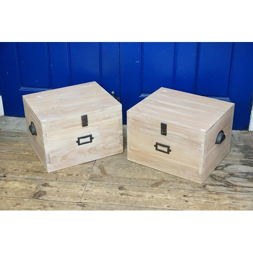 467 - A Pair of Modern Wooden Storage Boxes with Black Handles. Measuring: 46cms across x 39cms deep x 31 ... 