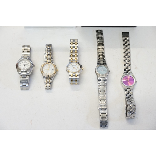 191 - 6 x Ladies Watches to include Fossil, Rotary, Citizen, 2 x Seiko & a Boxed Versace.