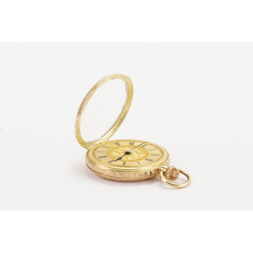 195 - A 14ct gold front and backed pocket watch, with a gold face and roman numeral dial.