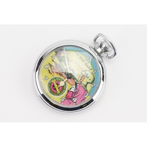 200 - A Eagle Dan Dare spaceman and dinosaur pocket watch.