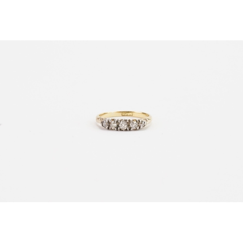 130 - A 18ct diamond ring, set with 5 old cut diamonds. Largest diamond approx 0.08ct. Weight 2.6g. Size N... 