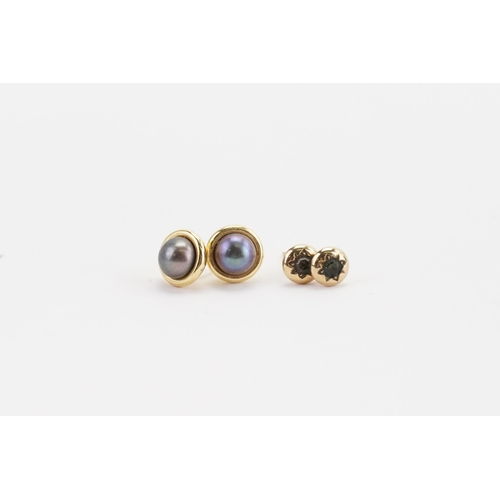 137 - A pair of pearl and quartz set earrings. TEST