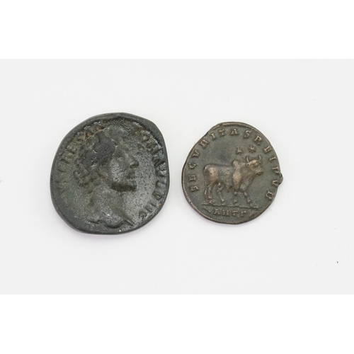 231 - A possible Julian II Apostate 361AD roman coin, symbol of Taurus bull, along with a possible Julian ... 