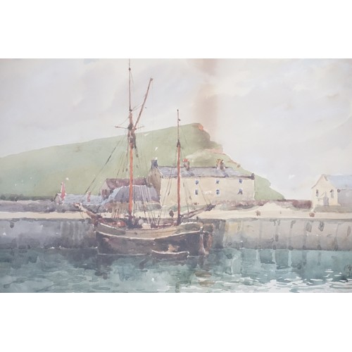 361 - A Late 19th Century Water Colour of a Sailing Boat in a harbour, Signed Bernard, Framed & Glazed.