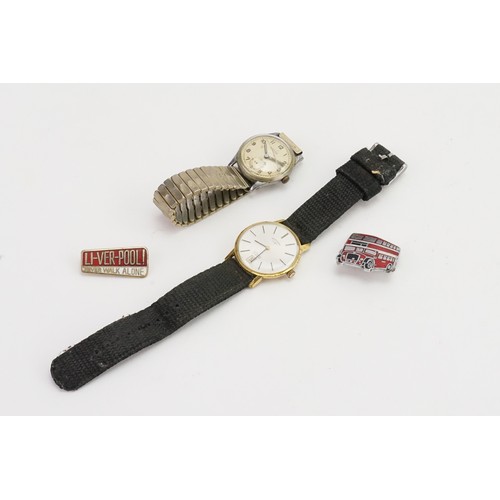 216 - A Gentleman's Rotary Wristwatch on Leather Strap, an Avia Wristwatch, a Liverpool Football Club Badg... 