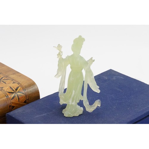 504 - A Hardstone Study of a Chinese Princess & a Victorian inlaid Box.