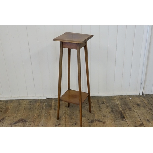 553 - An Edwardian Satin Wood inlaid Jardiniere Stand. Measuring: 28cms across x 30cms deep x 90cms high.