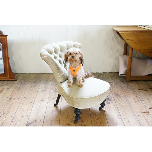 587 - A Reproduction Whatnot & a Victorian Ebonised Nursing Chair.