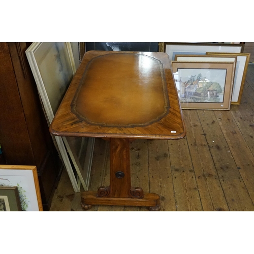 611 - A Victorian design Walnut veneered & string inlaid Side Table resting on melon feet, carved Sea Scro... 