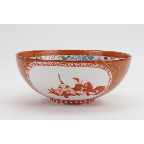 908 - A Japanese Kutani Bowl decorated with Dignitaries and Deities. Measuring: 22cms across.