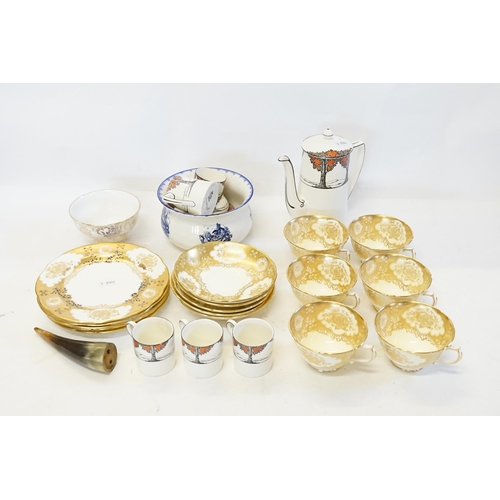 1023 - A Hammersley Buff Gilt Floral decorated Part Tea Set to include Cups, Saucers & Plates along with a ... 