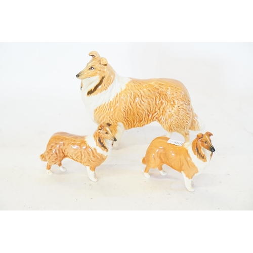 1026 - A Beswick Border Collie & two small Beswick Dogs.