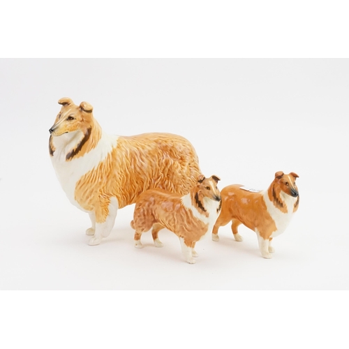 1026 - A Beswick Border Collie & two small Beswick Dogs.