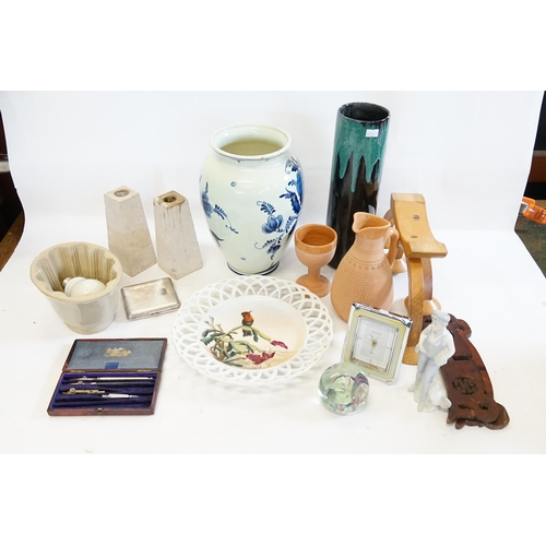 921 - A Dutch Vase, a Jelly Mould, Beech Candlesticks, etc.