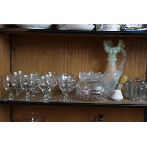 379 - A Collection of Glass to include Cut Glass Decanters, Jug, Jelly Glasses, Vaseline Glass, etc.