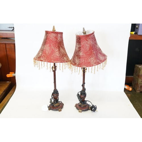 689 - A Pair of Coloured & Gilt Classical design Table Lamps.