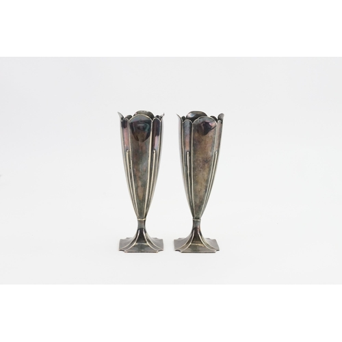 66 - An interesting pair of Silver Plated Specimen Vases marked for 