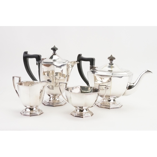 83 - A Four Piece Silver Plated Tea Set of Octagonal form.