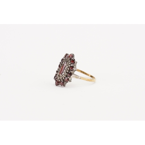 92 - A Czechoslovakian Garnet & Marcasite Dress Ring in Case.