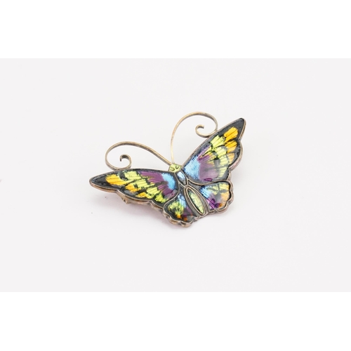 144 - A Norway enamelled silver butterfly brooch, by David Andersen.