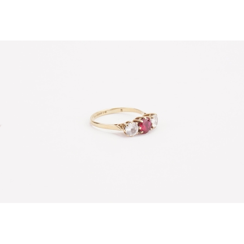 192 - A 9ct gold synthetic ruby and paste set ring. Weight 1.6g. Size K.