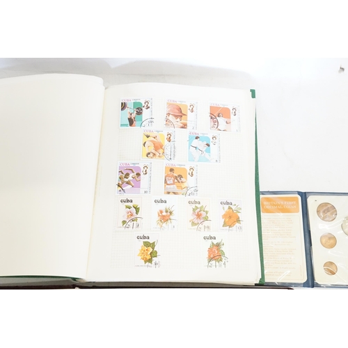 471 - Two Stamp Albums along with a Decimal Coin Set.