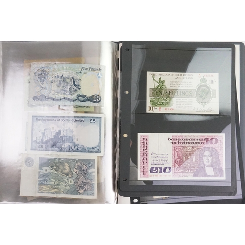 302 - A Collection of Banknotes mostly U.K. to include 2 x White Five Pound Notes (1950 + 1947) (Uncircula... 