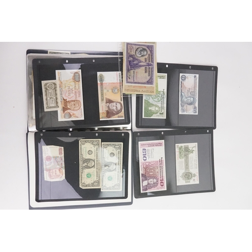 302 - A Collection of Banknotes mostly U.K. to include 2 x White Five Pound Notes (1950 + 1947) (Uncircula... 