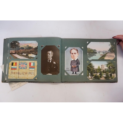 493 - A Vintage Post Card Album containing Nelson's Flagship, The Foudroyant wrecked at Blackpool 1897, Vi... 