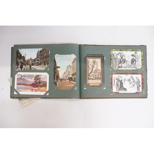 493 - A Vintage Post Card Album containing Nelson's Flagship, The Foudroyant wrecked at Blackpool 1897, Vi... 