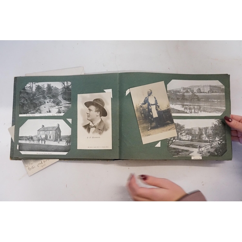 493 - A Vintage Post Card Album containing Nelson's Flagship, The Foudroyant wrecked at Blackpool 1897, Vi... 