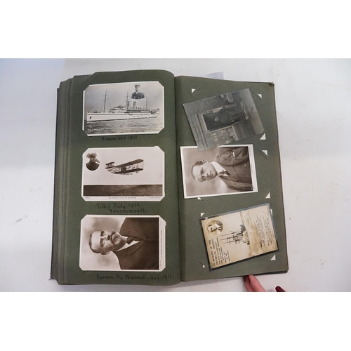 494 - A Vintage Post Card Album to include Captain Cody in his Aeroplane, Thomas Lipton, Shamrock I & Sham... 