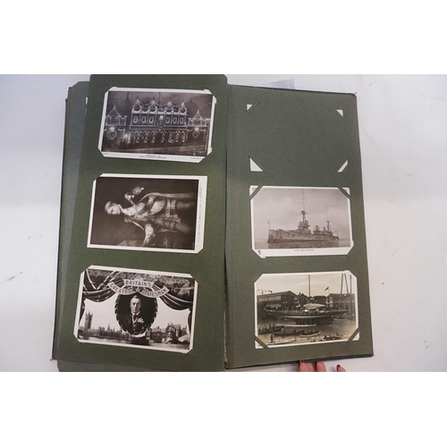 494 - A Vintage Post Card Album to include Captain Cody in his Aeroplane, Thomas Lipton, Shamrock I & Sham... 