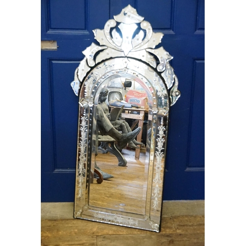 658 - A modern Reproduction Venetian design Mirror with engraved decoration & faceted edges. Measuring: 12... 