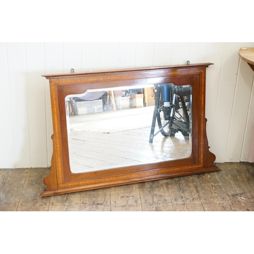 664 - A Satinwood inlaid Over Mantel Mirror. Measuring: 98cms x 68cms.