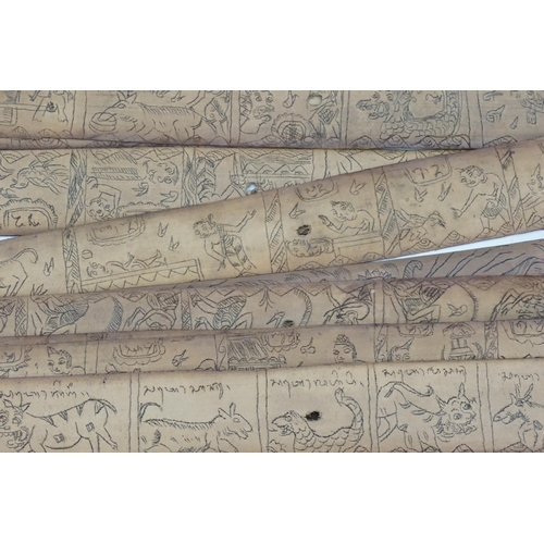 844 - A Thailand Sandalwood engraved decorated hanging scroll.