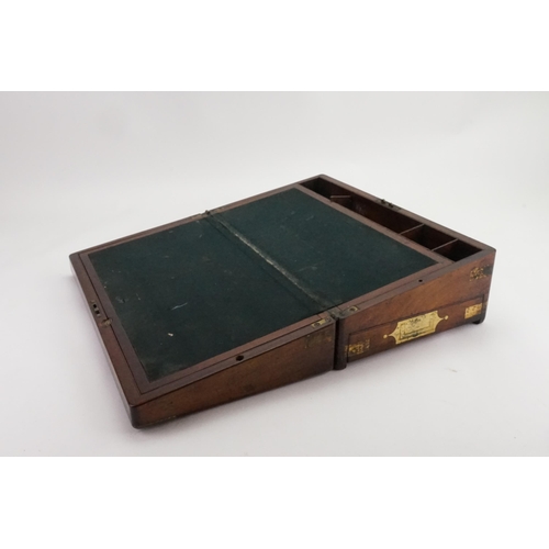 518 - A Georgian Brass mounted Writing Slope with leather interior & inscribed 